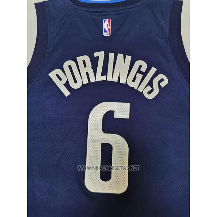 Camiseta Doncic Mavericks Kristaps Porzingis NO 6 Statement 2020-21 Azul